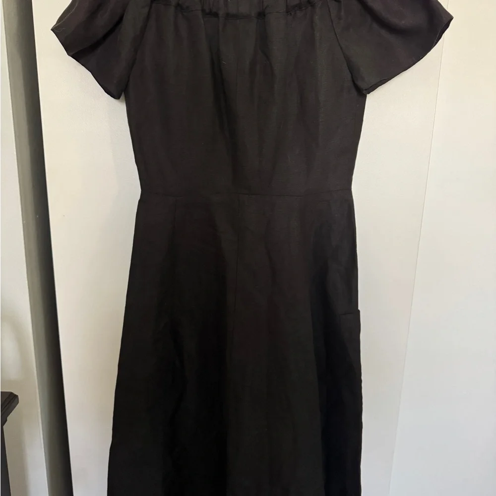 Size 4 Black Button Up Linen Reformation Dress - Picture 6 of 10